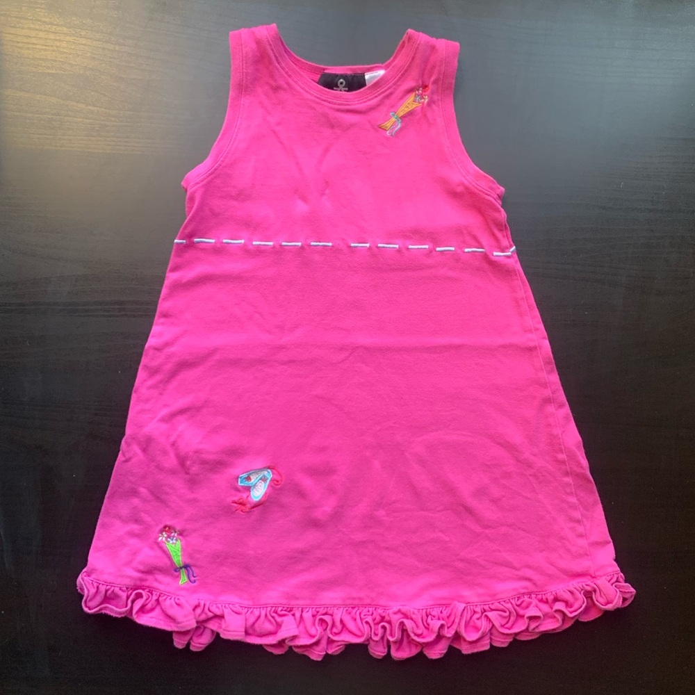 Michael Simon Girl Designer Pink Embroidered Floral Dress size 4/5 EUC